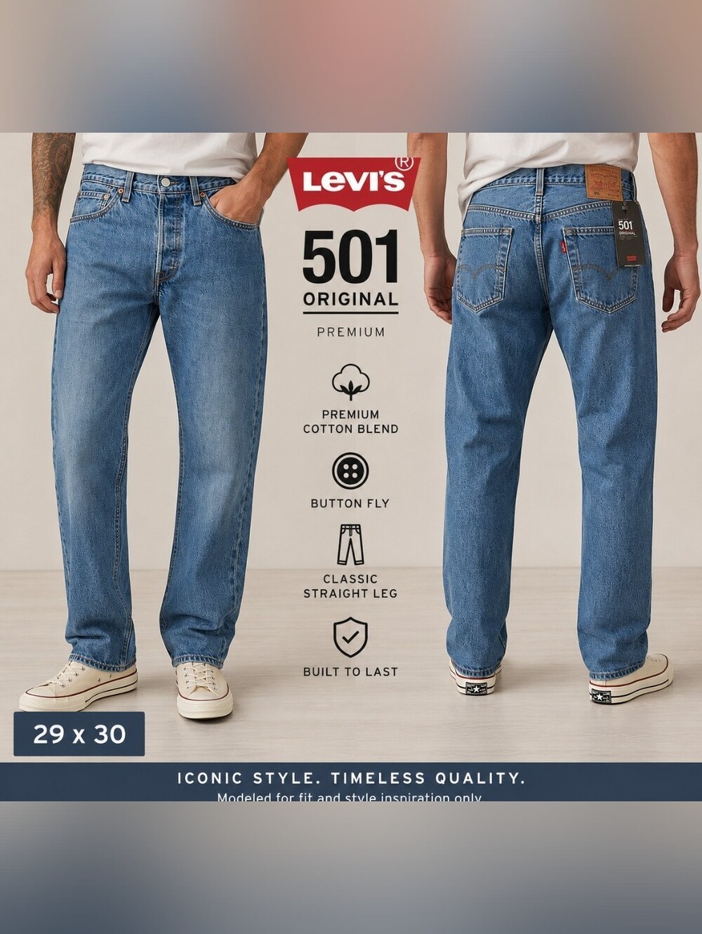 Levi's Premium 501 Original Button Fly Jeans NWT 29x30 Classic Straight Vintage